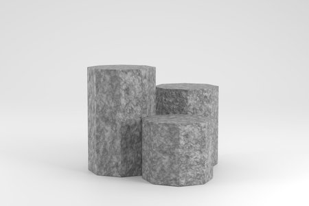 Elegant Stone Octagon Podium on Geometric Background for Premium Presentations. 3Dの写真素材