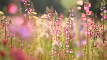 Romantic Wildflower Bouquet: A Stunning Array of Colorful Blossoms in a Whimsical Meadow. generative AI.の素材