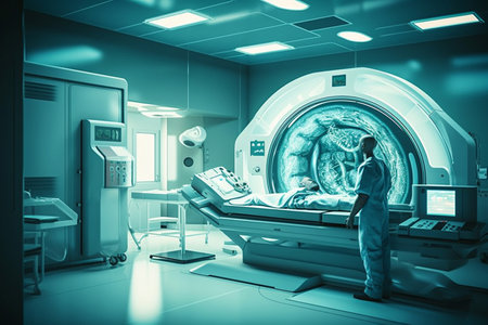 Advanced Medical Screening Technology in Action at Laboratory. generative AI.の素材