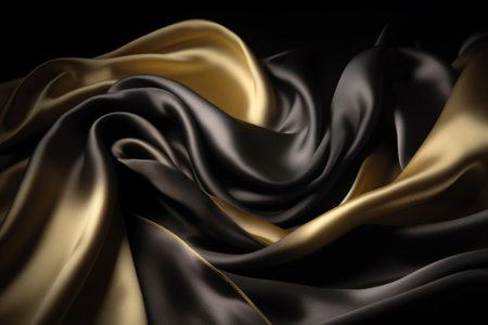 Smooth and Soft gold and black Satin Silk Background. created with Generative AIの素材
