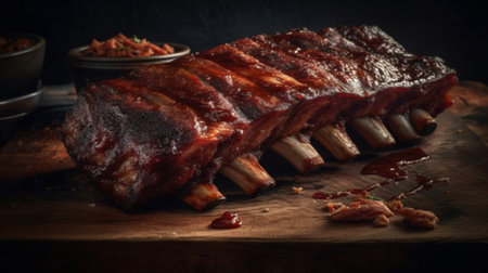 BBQ Pork Rib. created with Generative AIの素材