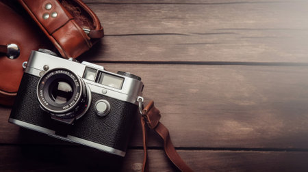 Vintage Film Camera with Case. Generative AIの素材