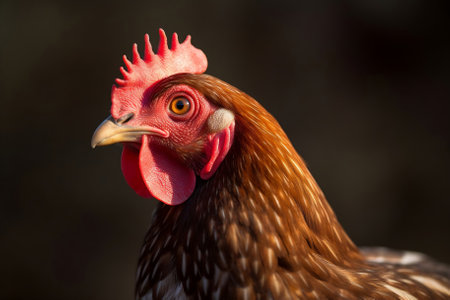 Head Hen in Chicken Farm. Generative AIの素材