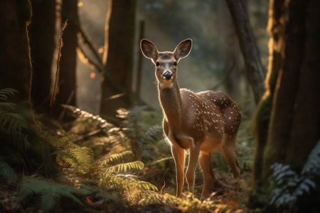 Elegant Deer in Twilight Forest. Generative AIの素材