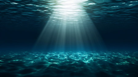 Underwater View of Dark Blue Ocean Surface. Generative AIの素材