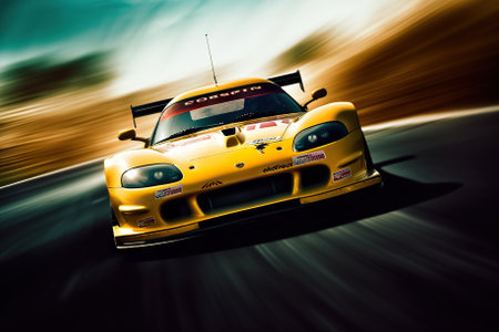 Speeding Thrills: Racing Cars in High-Speed Action on the Track. Generative AIの素材