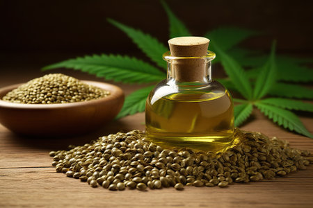 Nature's Remedy: Hemp Oil Background for Health and Wellness, Generative AIの素材