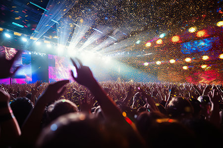 Concert Party Disco Sparkling with Music and Dance. Generative AIの素材