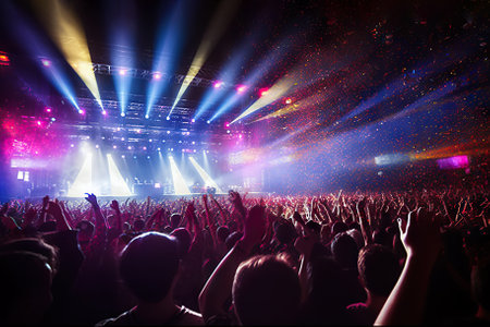 Concert Party Disco Sparkling with Music and Dance. Generative AIの素材