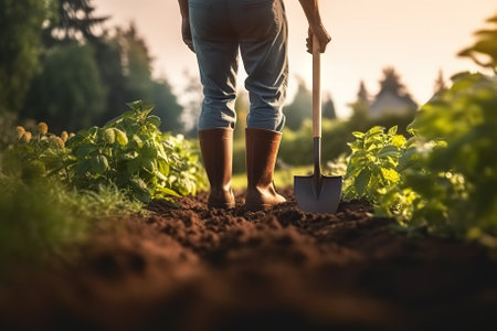 Dedicated Farmers Cultivating the Land Embracing Gardening and Agriculture for a Sustainable Future. Generative AIの素材