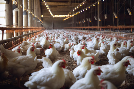 Chicken Farm Rural Agriculture and Poultry Production. Generative AIの素材