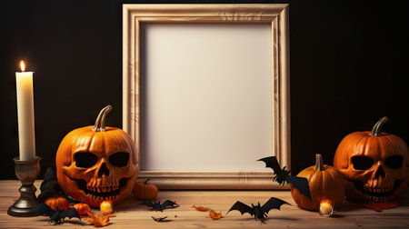 Enchanting Halloween Scene in Framed Delight Perfect for Spooky Decor and Captivating Imagery. Generative AIの素材