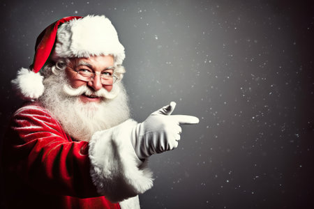 Cheerful Santa's Smiling Santa Claus Pointing,  Generative AIの素材