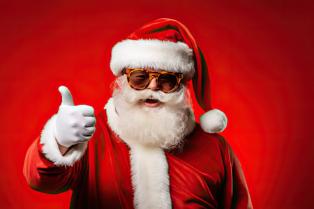 Winter Sale Spectacular Trendy Santa with Eyeglasses Indicating Discount Shopping - Choose Your Seasonal Bargains!. Generative AIの素材