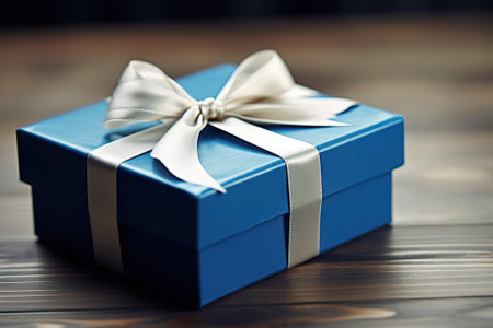 Blue Elegant Gift Box A Stylish and Refined Present for Special Occasions. Generative AIの素材