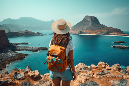 Rocky Seaside Adventure - Tourism, Travel, and Vacation Amidst Serene Coastal Beauty. Generative AIの素材