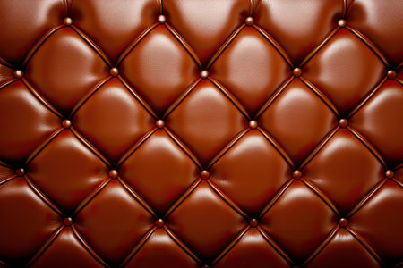 Sophisticated Brown Leather Close-Up Luxurious Rhombic Stitching and Elegance in Textured Background. Generative AIの素材