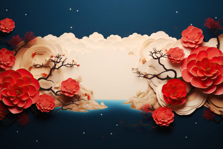 Step into a world of joyous festivities with this enchanting. "Lunar Bliss" presents a captivating 'Happy Lunar Year' banner, adorned with vibrant colors that symbolize the celebratory spirit. The vector illustration seamlessly blends cultural elegance and modern design.の素材