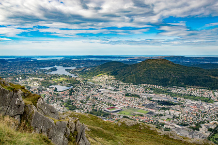 panoramic bergen townの写真素材