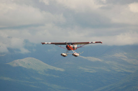 Airplane in the Alaskan Skyの写真素材