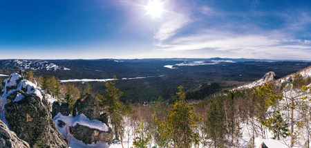 Panoramic view from the top of the mountain.の写真素材