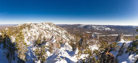 Panoramic view from the top of the mountain.の写真素材