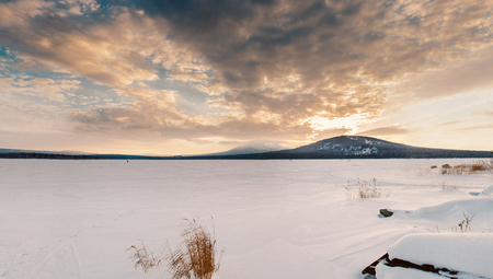 sunset on the lake Zyuratkul. Chelyabinsk regionの写真素材