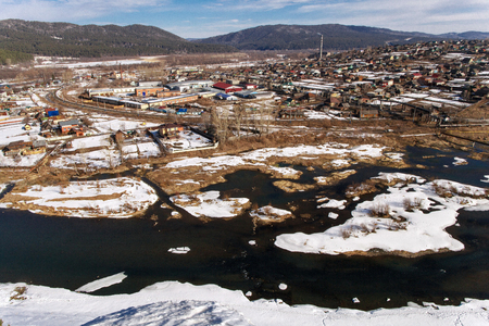 A small village Yuryuzan, Chelyabinsk region. Russia.の写真素材