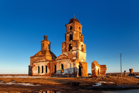 A destroyed, Orthodox church of the 19th century. Russiaの写真素材