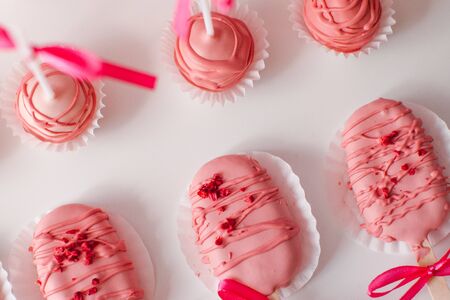 cake pop on a pink background