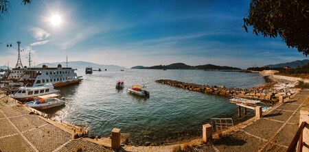 Nha Trang, Vietnam, May 26, 2015. Cable Car to Vinperal and Boatsのeditorial素材