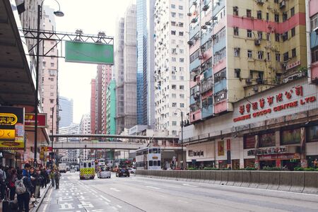 China Hong Kong 2016 December 31 Street with skyscrapersのeditorial素材