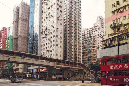 China Hong Kong 2016 December 31 Street with skyscrapersのeditorial素材
