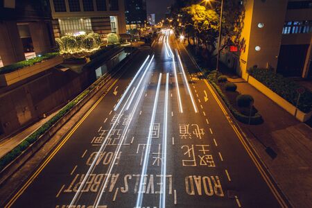 China Hong Kong 2016 December 31 Night traffic of cars in the cityのeditorial素材