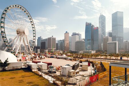 Ferris Wheel and Daytime City.のeditorial素材