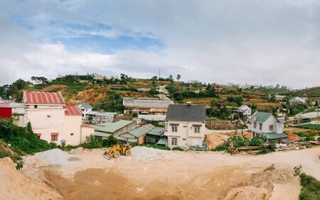 Residential buildings and farms in the vicinity of Dalat.の写真素材
