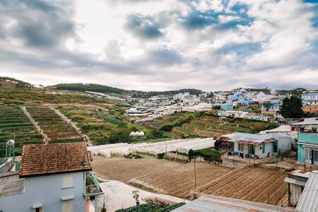 Dalat. Vietnam. January 9, 2017. Residential neighborhood next to the Buddhist complex.のeditorial素材