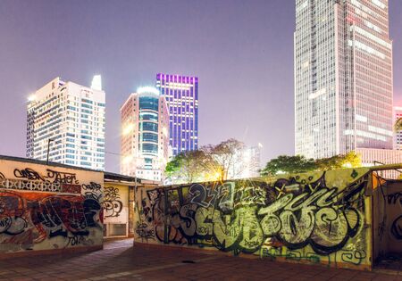 Ho Chi Minh City. Vietnam. January 11, 2017. Graffiti at night Saigonのeditorial素材