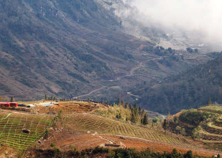 View of the highlands of Sapa region, Lao Cai province, Vietnam. Sa Pa is a mountainous area in Asiaの写真素材