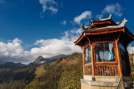 Sapa. Vietnam. Pagoda booth on the edge of Mount Fansipanの写真素材