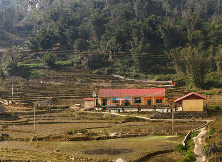 A childrens school high in the mountains, in the countryside next to rice terraces in northern Vietnam. Sapaの写真素材