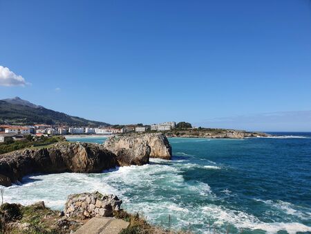 Beautiful scenery Port of city of Castro Urdiales, Cantabria, Spain. Europeの写真素材