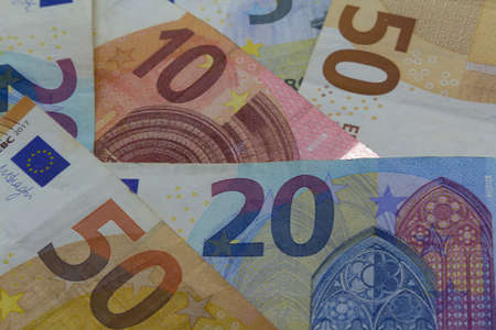 euro banknotes as background. Money and financial concepts, horizontal