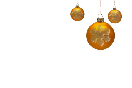 Stylish Christmas background with a golden ornaments with snowflakes. Merryの写真素材