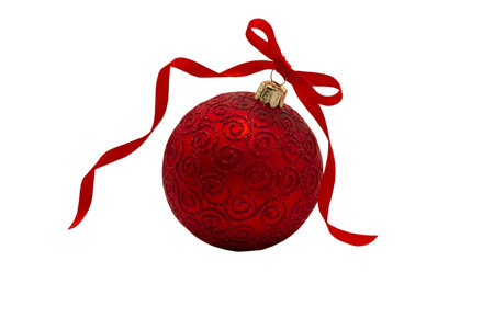red Christmas festive ornament. Merry Christmas and Happy New Yearの写真素材