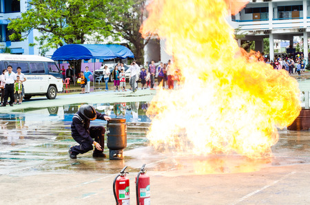 LAMPHUN, THAILAND- Jan 10, 2015:National Children's Day in Thailand. Fireman  show in Lamphun and Children's Day in Thailand on 10 January 2015.のeditorial素材