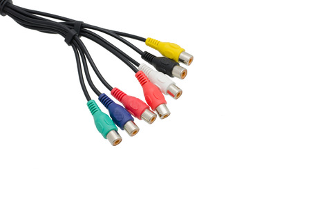 colorful av cables isolated on white background