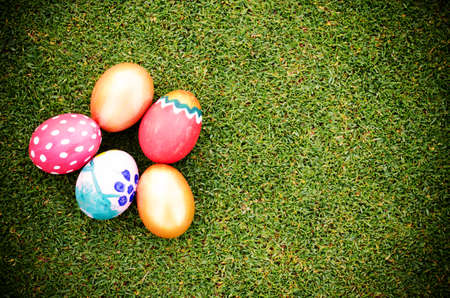 easter eggs on the grass background