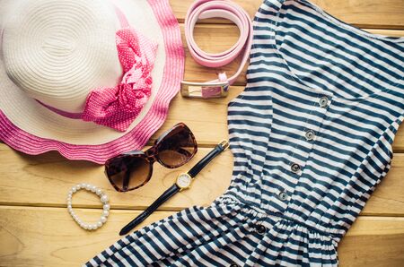 Travel Clothing accessories apparel along with summer for womenの写真素材