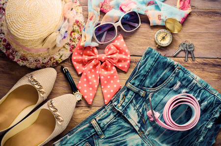 Travel accessories costumes. Passports, accessories prepared for the tripの写真素材